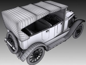 vintage wooden car Model 3D