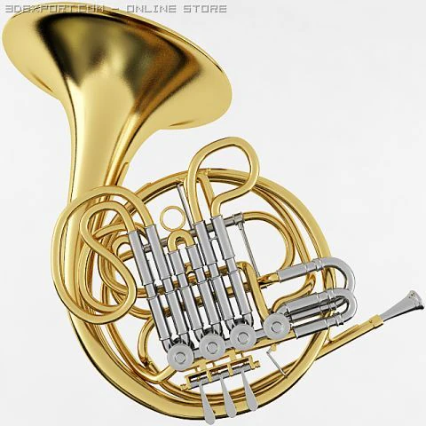 french horn 3D Model .c4d .max .obj .3ds .fbx .stl .blend 
