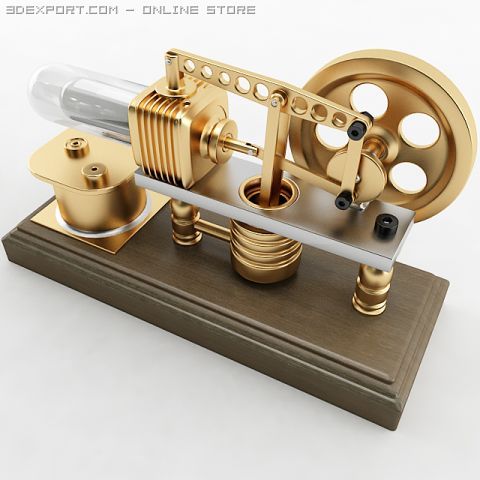 stirling engine Modello 3D .c4d .max .obj .3ds .fbx .stl .blend 
