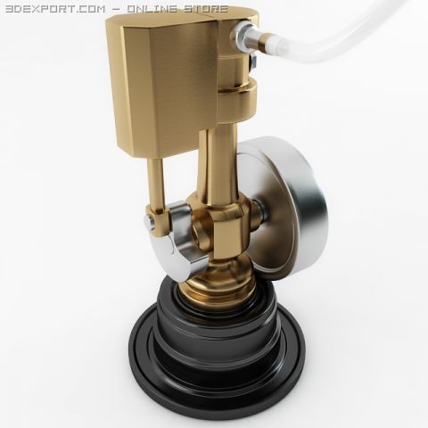 minature wobble steam engine 3D Model .c4d .max .obj .3ds .fbx .stl .blend 