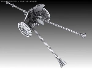 pak 37 with stielgranate 41 3D Model