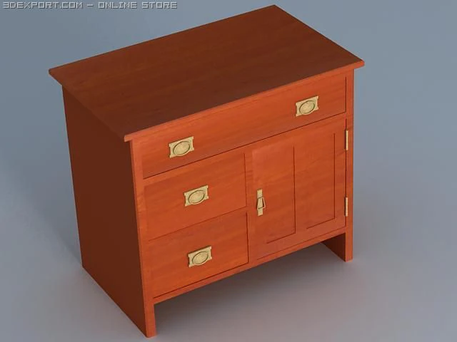 three shelf cabinet 3D Model .c4d .max .obj .3ds .fbx .stl .blend 
