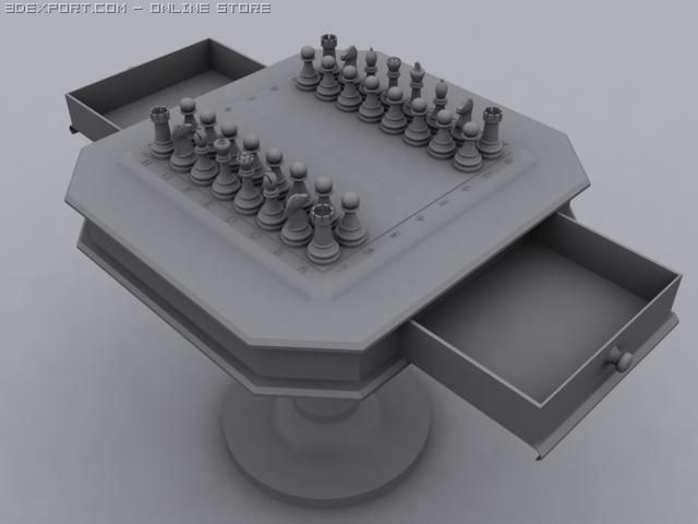 chess set with table 3D 模型 .c4d .max .obj .3ds .fbx .stl .blend 