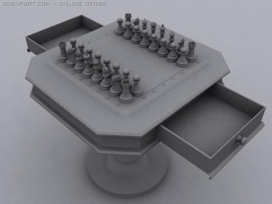 chess set with table 3D Model