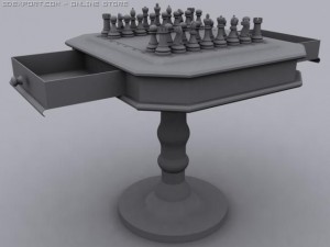 chess set with table 3D 模型