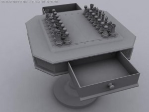 chess set with table 3D 模型