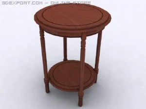 古董圆形红豆杉桌 3D 模型