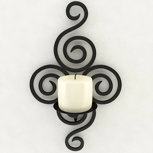 wall sconce iron candle holder 3D Model .c4d .max .obj .3ds .fbx .stl .blend 