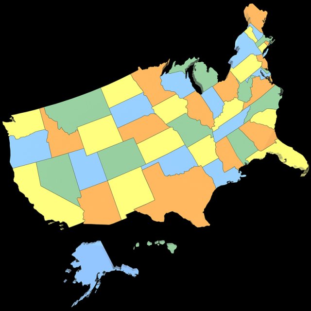 3d united states of america map Modelo 3D .c4d .max .obj .3ds .fbx .stl .blend 