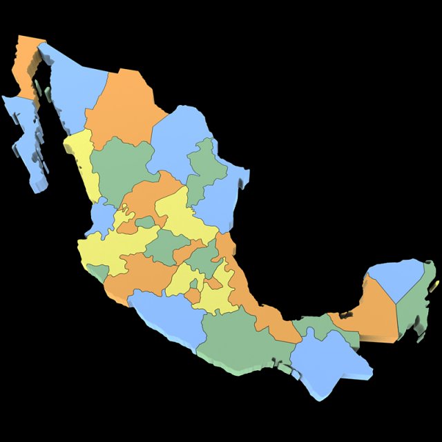 3d mexico map 3D Модель .c4d .max .obj .3ds .fbx .stl .blend 