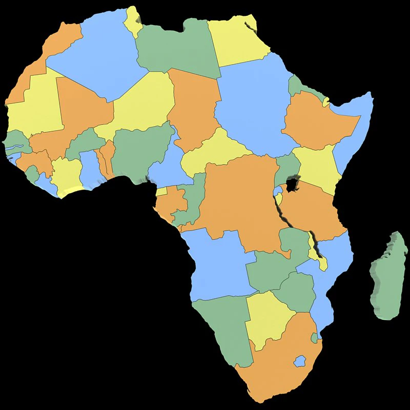 mapa de &aacute;frica Modelo 3D .c4d .max .obj .3ds .fbx .stl .blend 