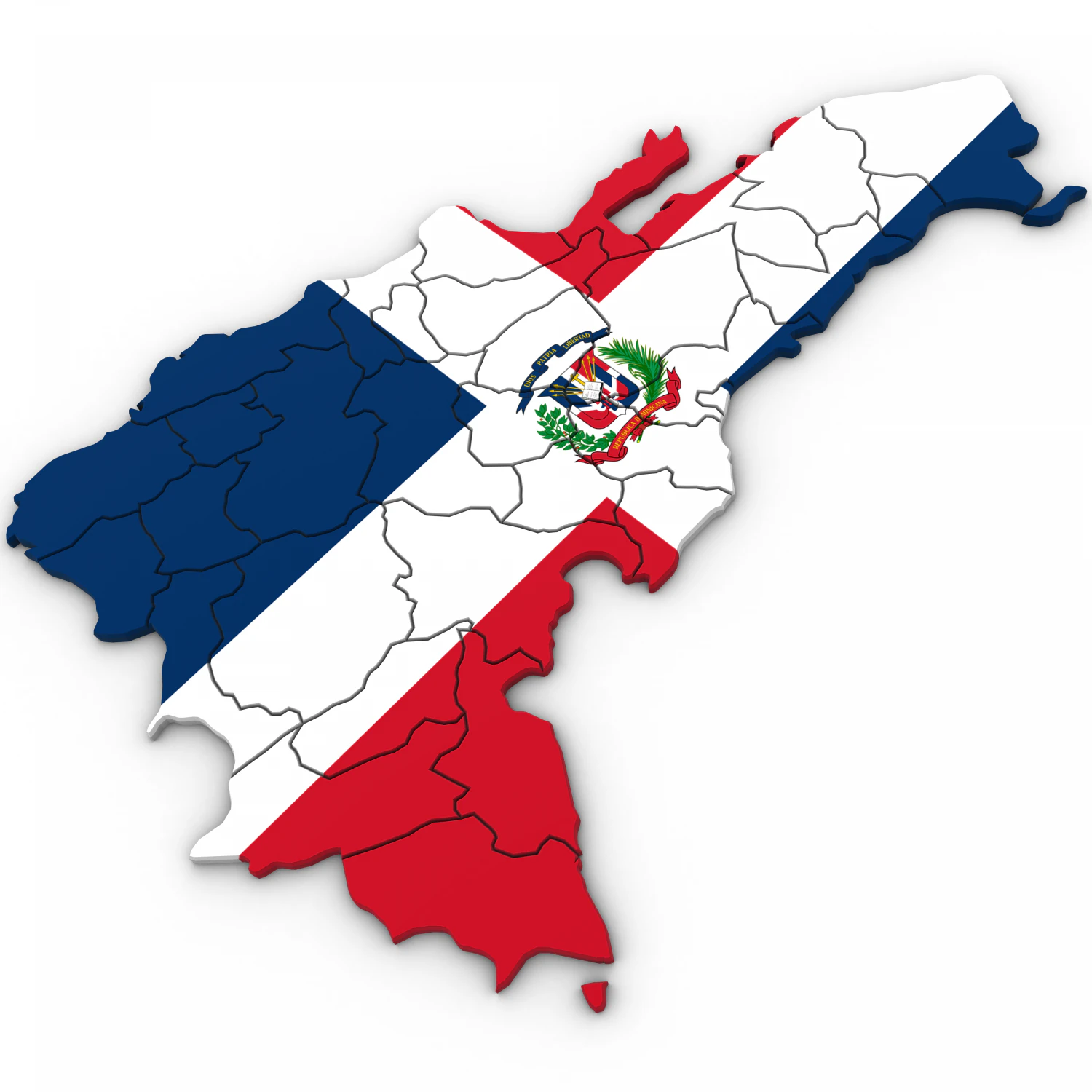 Mapa pol&iacute;tico 3d de la rep&uacute;blica dominicana. Modelo 3D .c4d .max .obj .3ds .fbx .stl .blend 