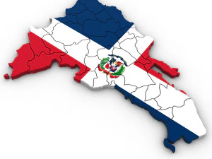 Mapa pol&iacute;tico 3d de la rep&uacute;blica dominicana. Modelo 3D