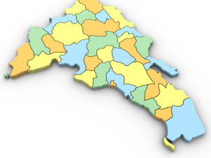 Mapa pol&iacute;tico 3d de la rep&uacute;blica dominicana. Modelo 3D