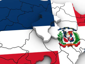 Mapa pol&iacute;tico 3d de la rep&uacute;blica dominicana. Modelo 3D