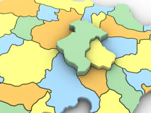 Mapa pol&iacute;tico 3d de la rep&uacute;blica dominicana. Modelo 3D