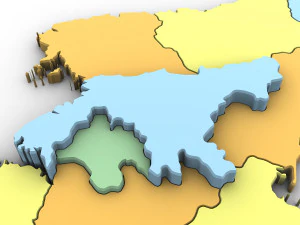 3D политическая карта Северной Кореи 3D Модель