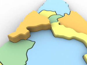 3d political map of jordan 3D Model
