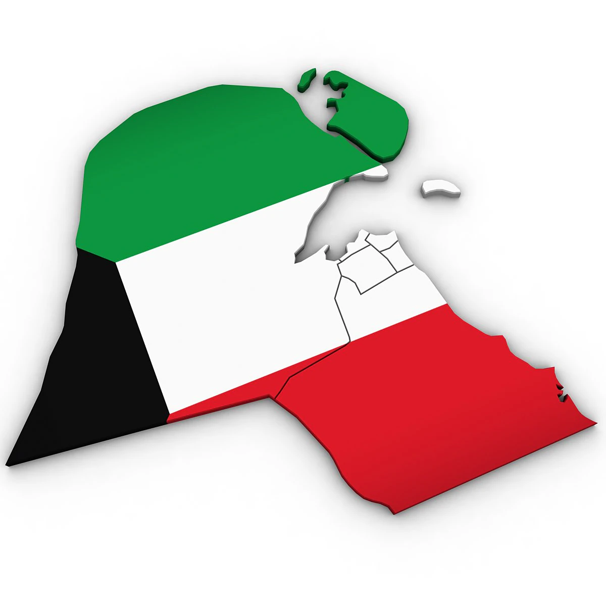 3d political map of kuwait 3D Model .c4d .max .obj .3ds .fbx .stl .blend 
