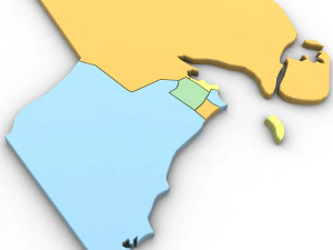 3d political map of kuwait 3D Model