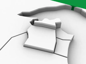 3d political map of kuwait 3D Model