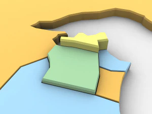 3d political map of kuwait 3D Model