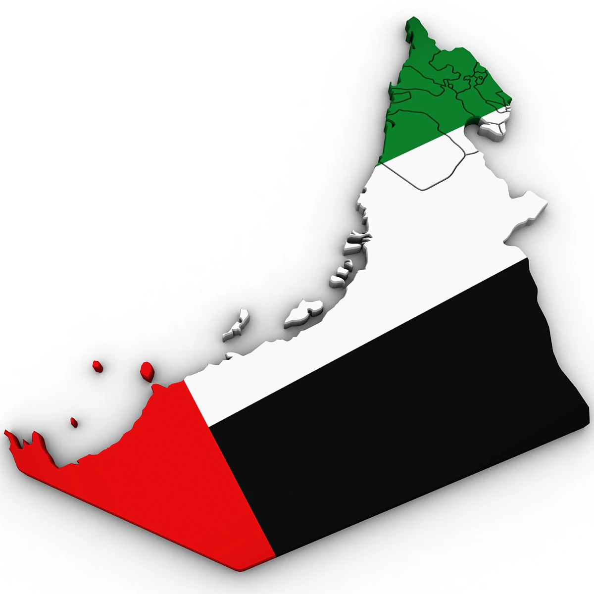 3d political map of united arab emirates 3D Model .c4d .max .obj .3ds .fbx .stl .blend 
