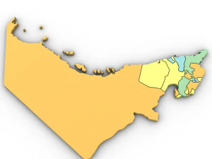 3d political map of united arab emirates 3D Model