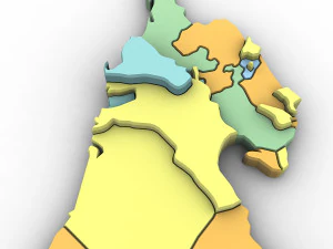 3d political map of united arab emirates 3D Model