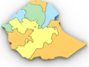 3D politische Karte von &Auml;thiopien 3D Modell