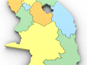 दक्षिण अफ्रीका का 3डी राजनीतिक मानचित्र 3D मॉडल