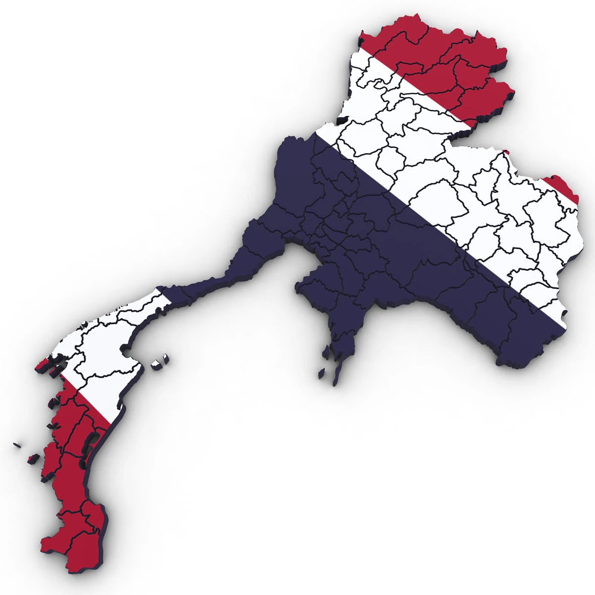 3d political map of thailand 3D Model .c4d .max .obj .3ds .fbx .stl .blend 
