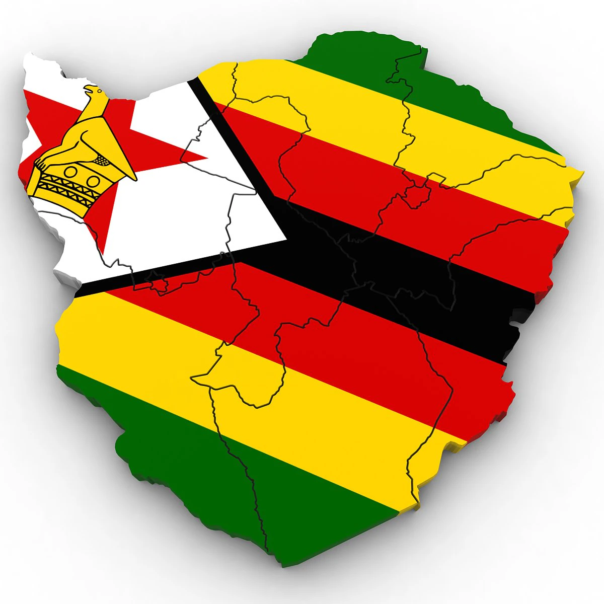 3d political map of zimbabwe 3D Model .c4d .max .obj .3ds .fbx .stl .blend 