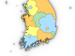 3d political map of south korea 3D Model