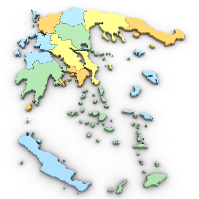 3d political map of greece 3D Model .c4d .max .obj .3ds .fbx .stl .blend 
