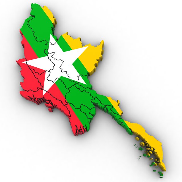 3d political map of burma 3D Model .c4d .max .obj .3ds .fbx .stl .blend 