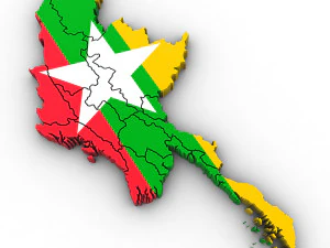 3D mapa polityczna Birmy Model 3D
