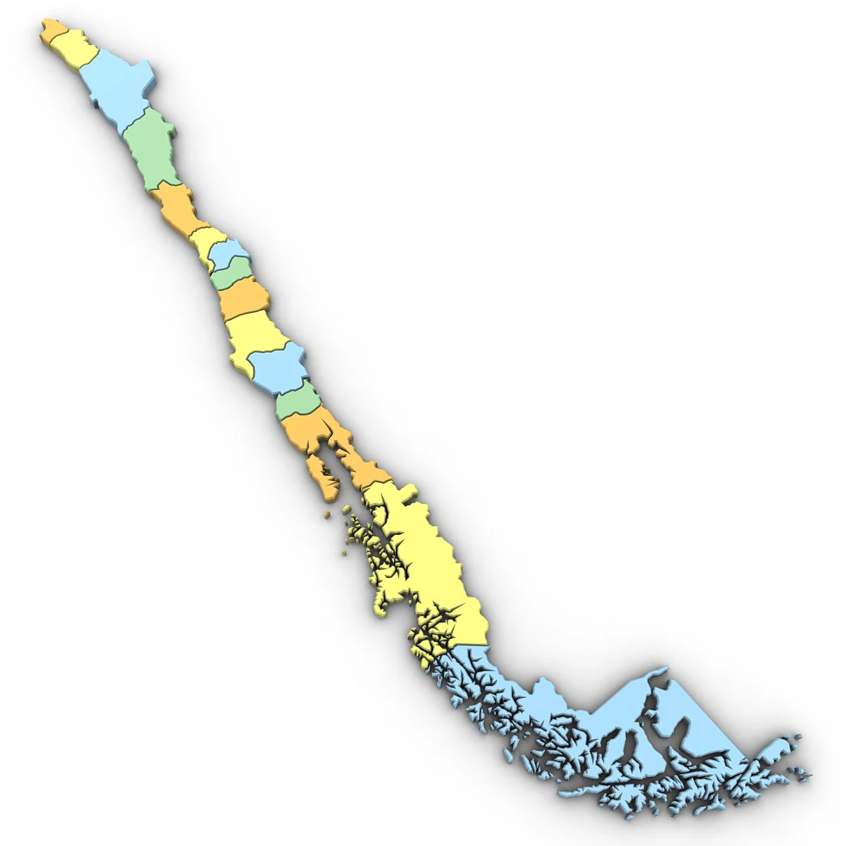 3d political map of chile 3d 3D Model .c4d .max .obj .3ds .fbx .stl .blend 