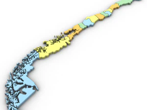 3d political map of chile 3d 3D Model
