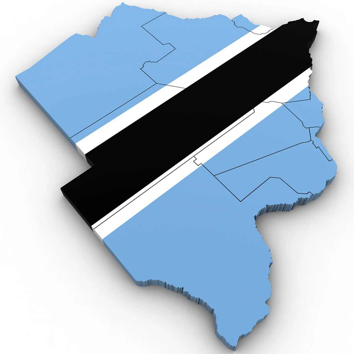 3d political map of botswana 3D Model .c4d .max .obj .3ds .fbx .stl .blend 
