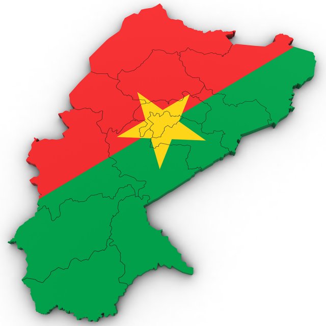 3d political map of burkina faso 3D Модель .c4d .max .obj .3ds .fbx .stl .blend 
