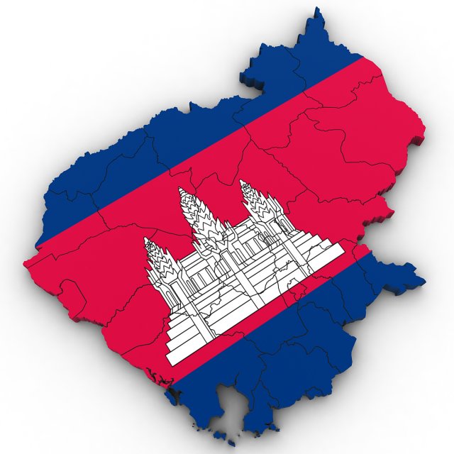3d political map of cambodia 3d 3D Модель .c4d .max .obj .3ds .fbx .stl .blend 