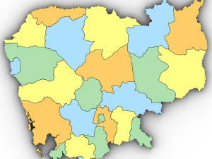 Kambo&ccedil;ya'nın 3 boyutlu siyasi haritası 3d 3D Model