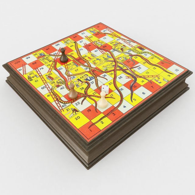 snakes and ladders board game 3D 모델 .c4d .max .obj .3ds .fbx .stl .blend 