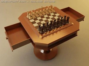 chess set with table vray 3D Model