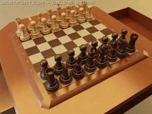 chess set with table   vray Model 3D