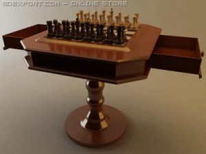 chess set with table   vray Model 3D