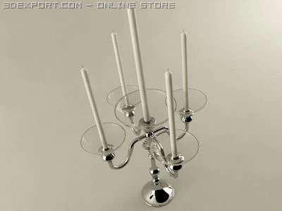 five branched candle holder 3D Model .c4d .max .obj .3ds .fbx .stl .blend 
