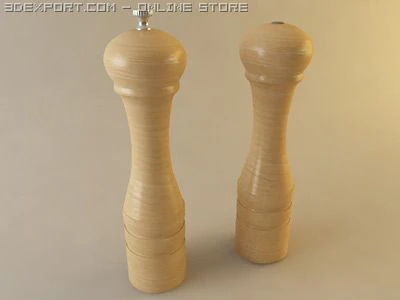 salt shaker and pepper mill 3D Model .c4d .max .obj .3ds .fbx .stl .blend 