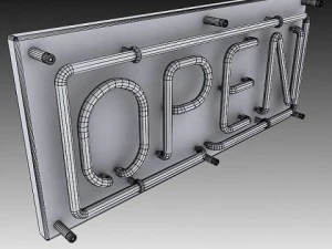 neon open sign 3D Model